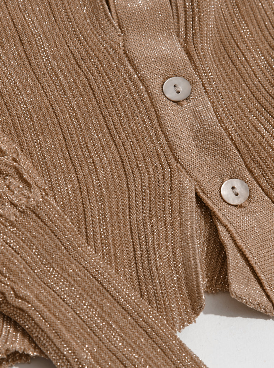 Deconstructed Sheer Cardigan Beige