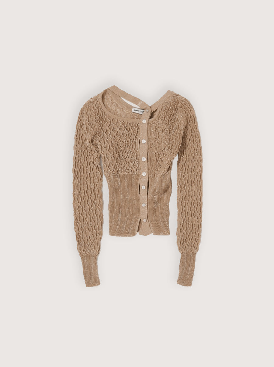 Deconstructed Sheer Cardigan Beige