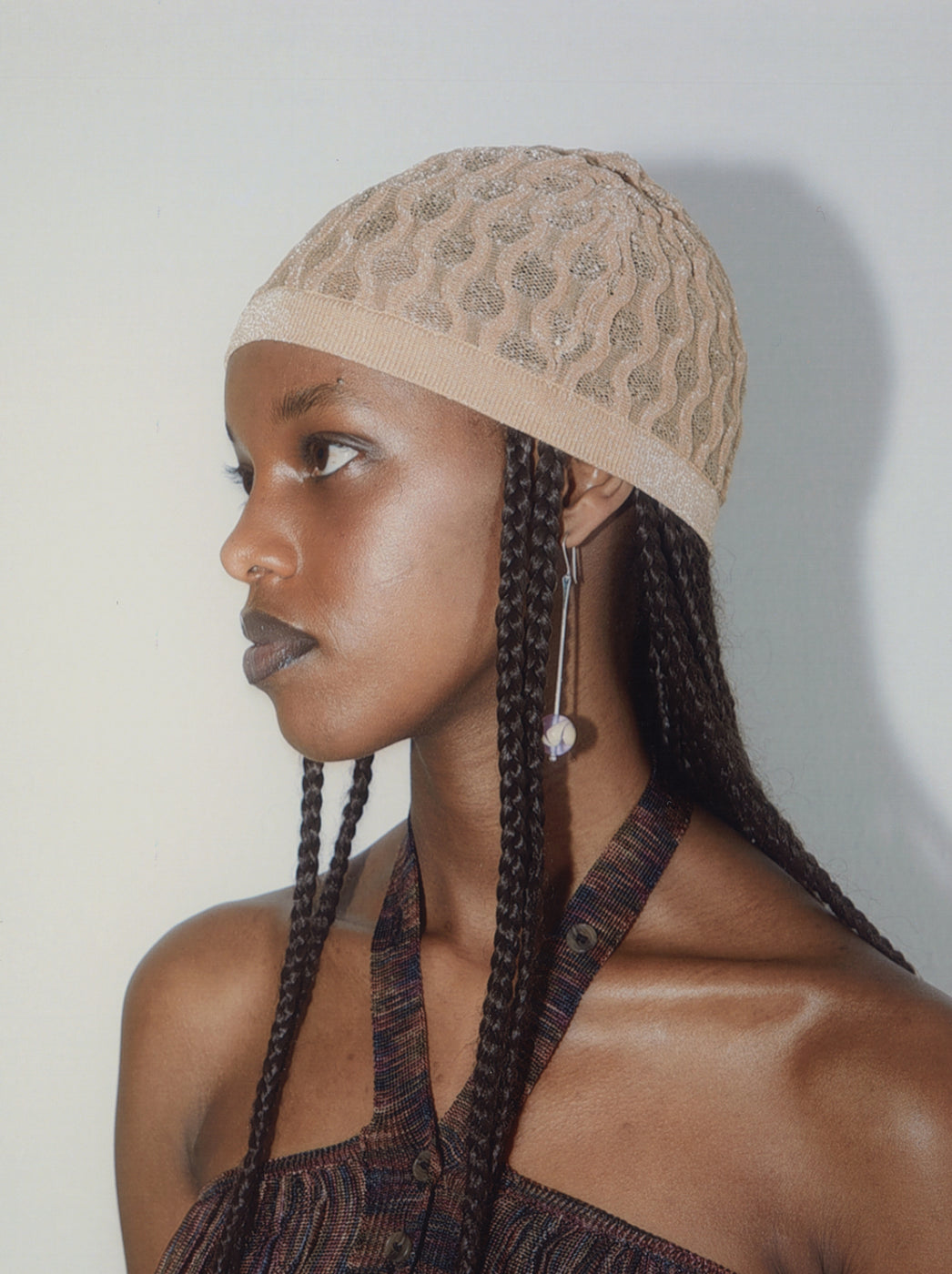 Sheer Knitted Hat Beige
