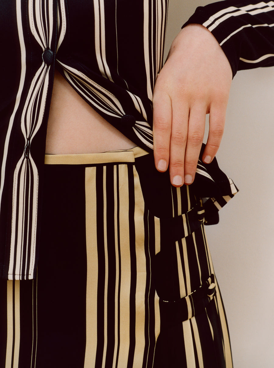 Pleated Stripe Skirt